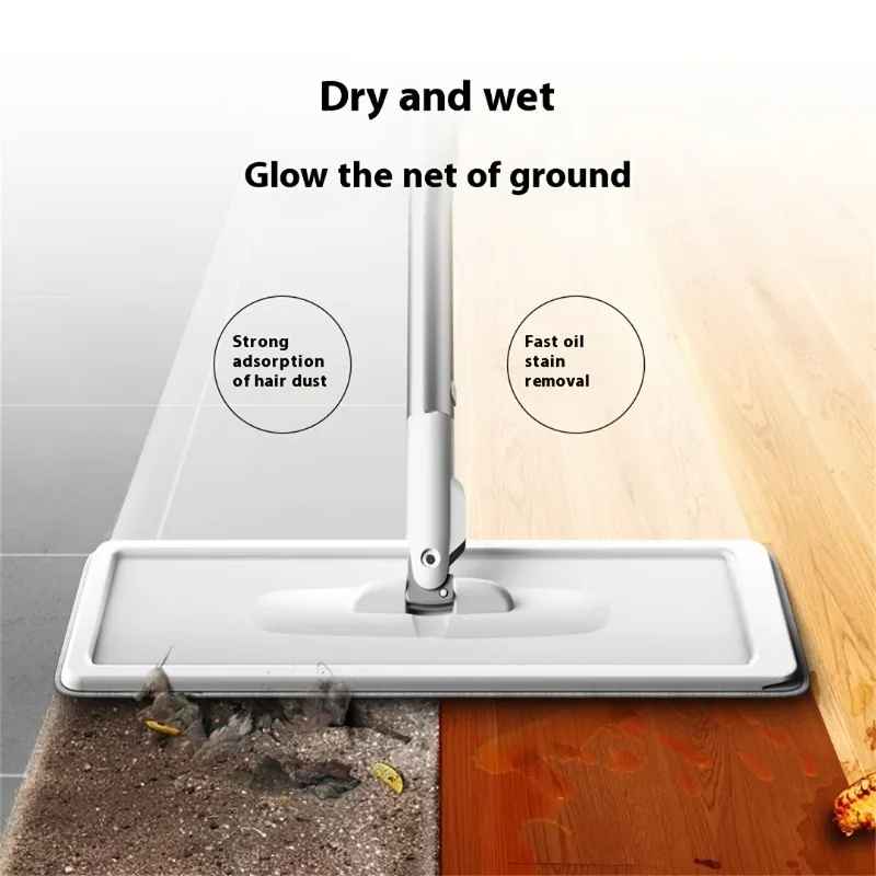 Hands-Free Flat Mop & Bucket Set with 4 Reusable Microfiber Pads, 360° Swivel, Long Handle for Floor & Wall Cleaning