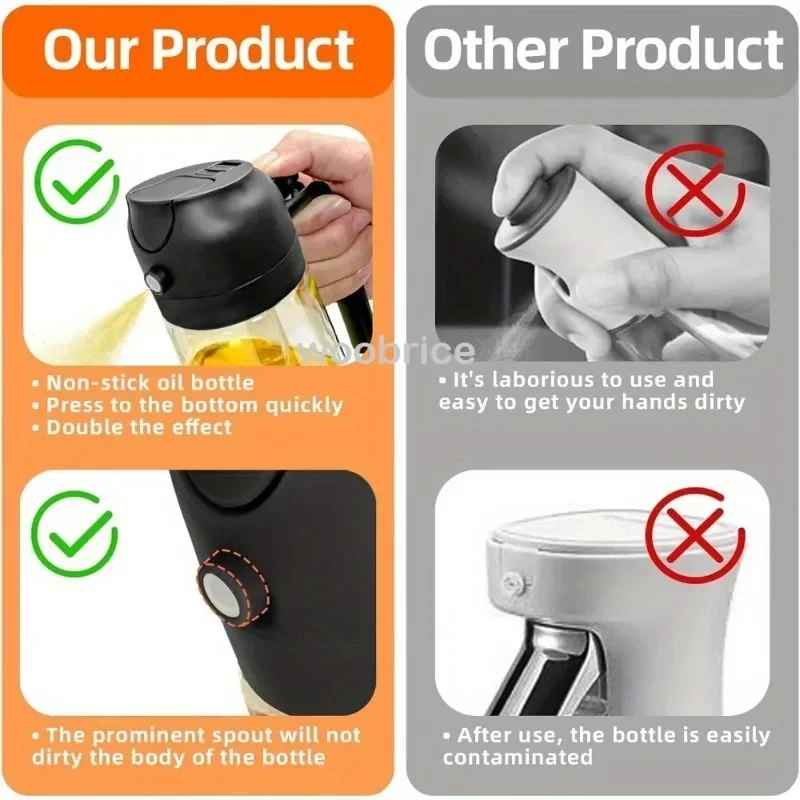 500ml Glass oil spray kitchen Spray Oil Sprayer Bottle Spray Oil Dispenser Oils Jar Cruet BBQ Baking Roasting Picnic Tool