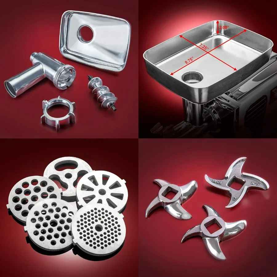 Turboforce 3000 Series 5-in-1 Electric Meat Grinder | 3000W Max | 3-Speed | Size #12 | 5 Grinding Plates | 3 Stainless Steel Blades