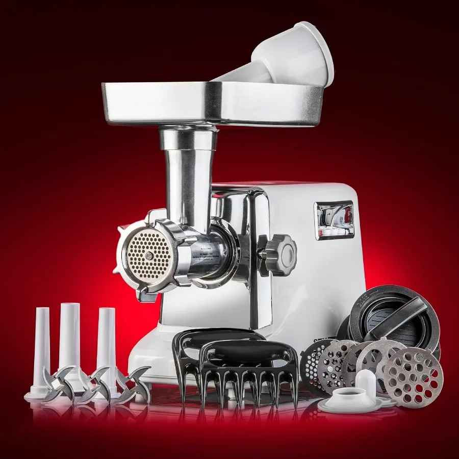 Turboforce 3000 Series 5-in-1 Electric Meat Grinder | 3000W Max | 3-Speed | Size #12 | 5 Grinding Plates | 3 Stainless Steel Blades