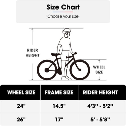 HILAND 24 26 inch Mountain Bike for Men Women, 18 Speeds High-Carbon Steel Frame, Sport Cycling MTB Bicycle for Adult