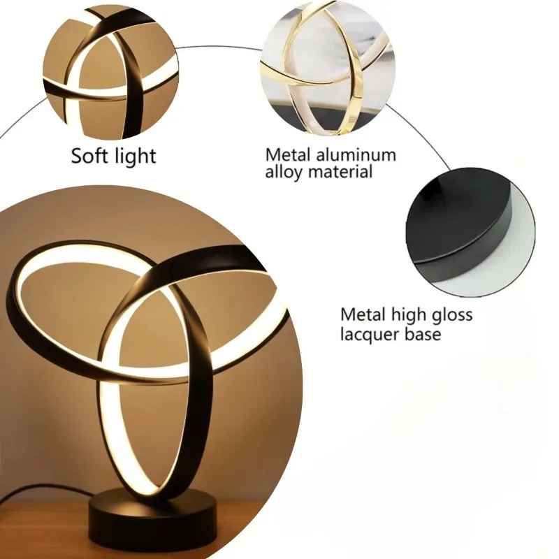 Desk Lamp Modern Night Light Tri Color Infinite Dimming USB Creative Spiral Table Lamp Bedroom Living Room Bedside Table Decor