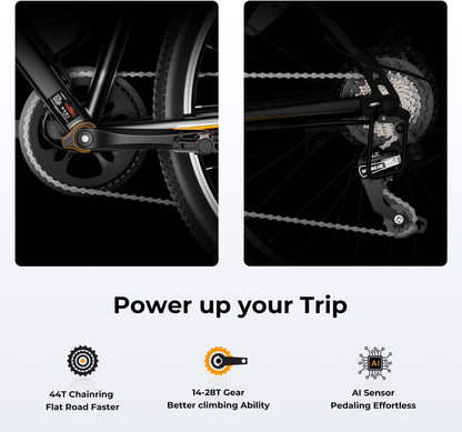 Jasion EB5 Electric Bike for Adults 26" tire with 1000W Peak Motor