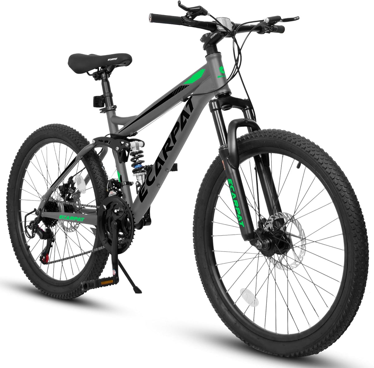 Mountain Bikes, 27.5 Inch Outdoor Cycling Bike, 21-Speed Full Suspension Front and Rear Dual Shock Absorbers, Mechanical Disc Brakes, Adlut MTB Bicycle for Women and Mens
