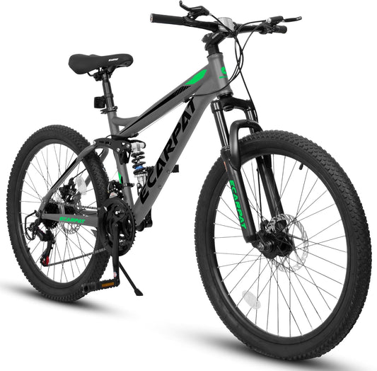 Mountain Bikes, 27.5 Inch Outdoor Cycling Bike, 21-Speed Full Suspension Front and Rear Dual Shock Absorbers, Mechanical Disc Brakes, Adlut MTB Bicycle for Women and Mens