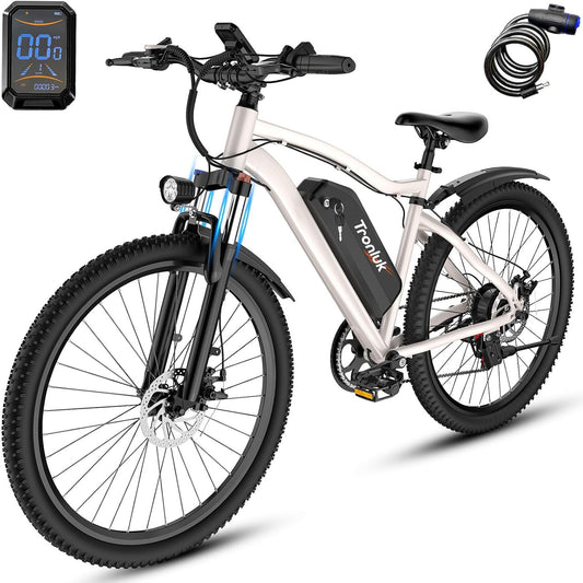 Electric Bike for Adults, 26" Commuter Ebikes with 5-Level Pedal Assist & 7-Speed Gears, 25MPH, 720W Motor, 375Wh Battery, 50 Miles, Lockable Suspension Fork, Lightweight Electric Mountain Bicycles