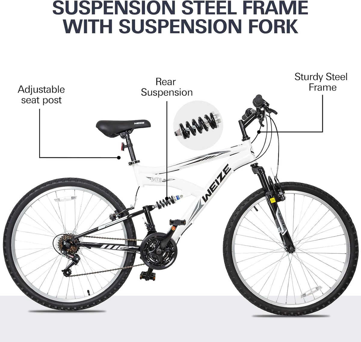 WEIZE Mountain Bike 24 26 27.5 inch Outdoor Hybrid Bike MTB for Men