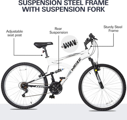 WEIZE Mountain Bike 24 26 27.5 inch Outdoor Hybrid Bike MTB for Men