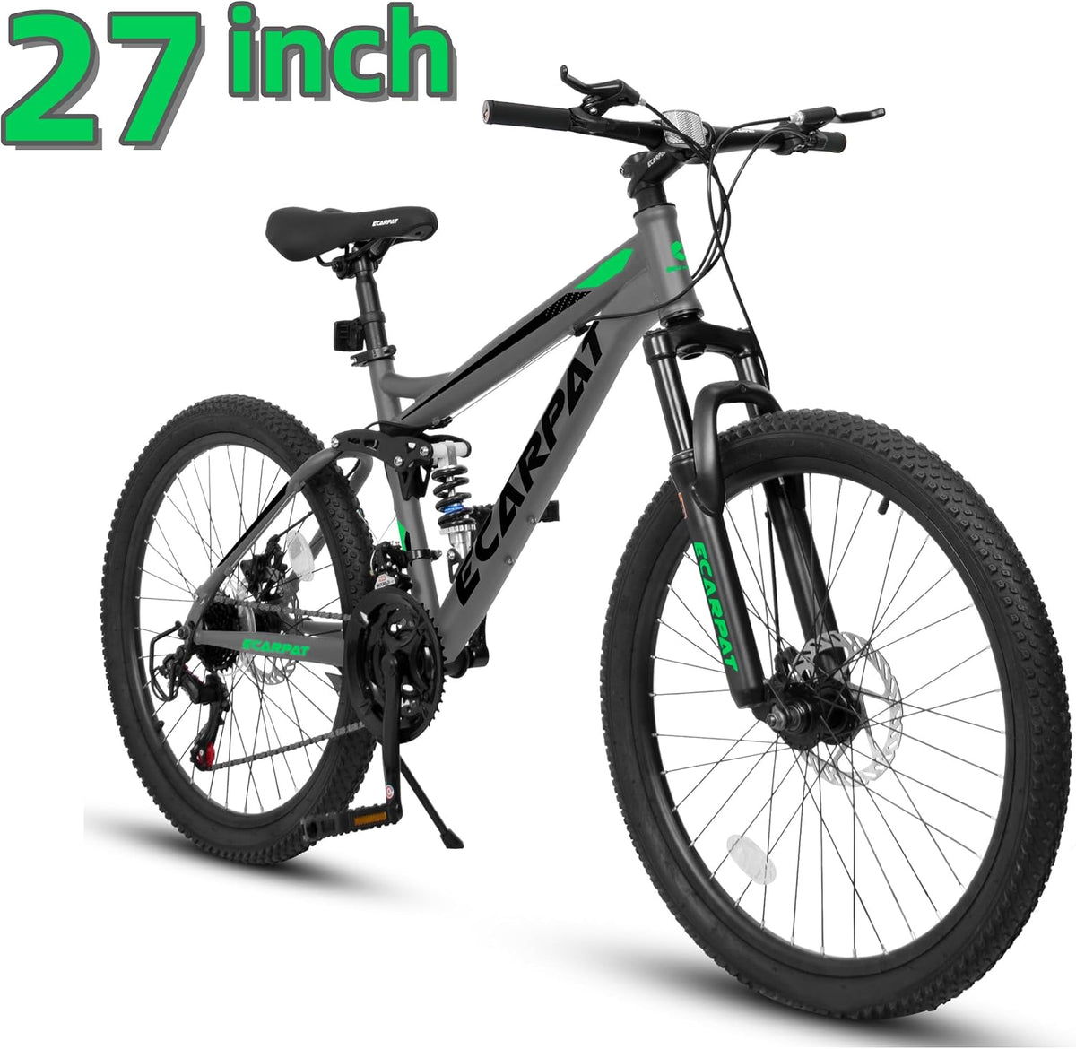 Mountain Bikes, 27.5 Inch Outdoor Cycling Bike, 21-Speed Full Suspension Front and Rear Dual Shock Absorbers, Mechanical Disc Brakes, Adlut MTB Bicycle for Women and Mens