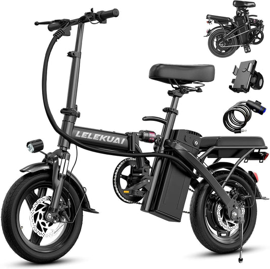 LELEKUAI Electric Bike for Adults, 1200W Peak Motor Commuter Ebike, 20-28MPH Speed, 32 Miles Range, Removable Waterproof Battery, Dual Disc Brakes Electric Bicycle, UL 2849 Certified
