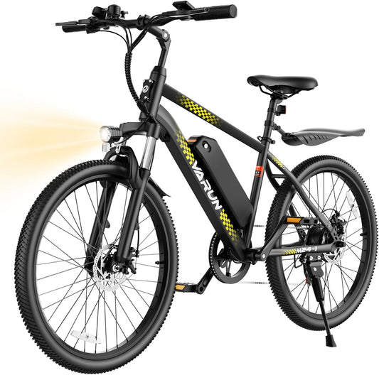 VARUN Electric Bike - Ebikes for Adults Peak 500W 20MPH Up to 40Mile Commuter Ebike with Removable Battery, 24" Electric Mountain Bike with 7-Speed Front Fork Suspension & Dual Disc Brakes