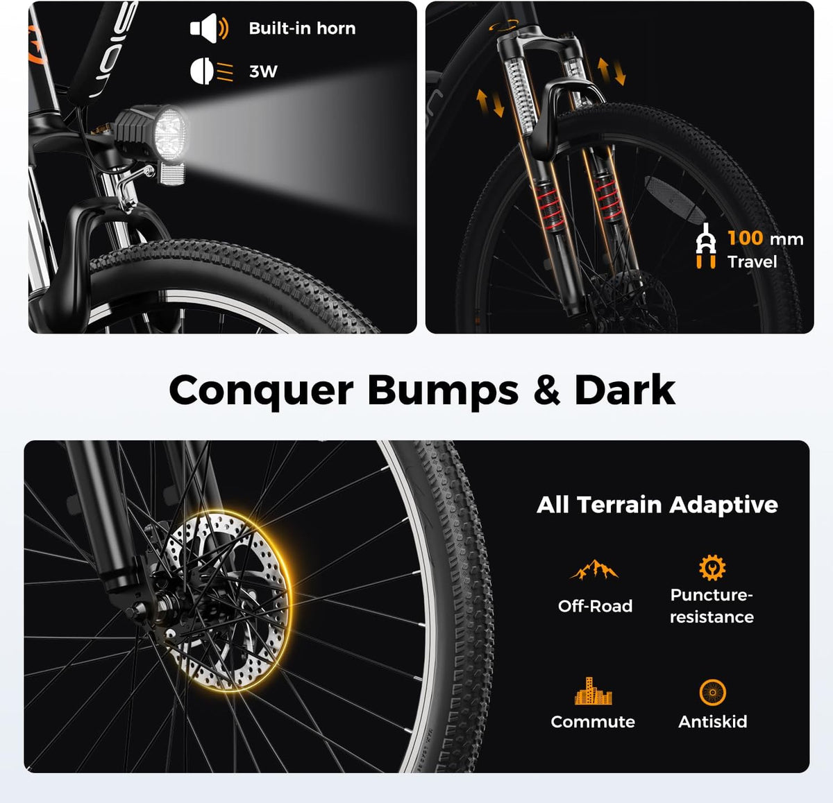 Jasion EB5 Electric Bike for Adults with Peak 1000W Brushless Motor