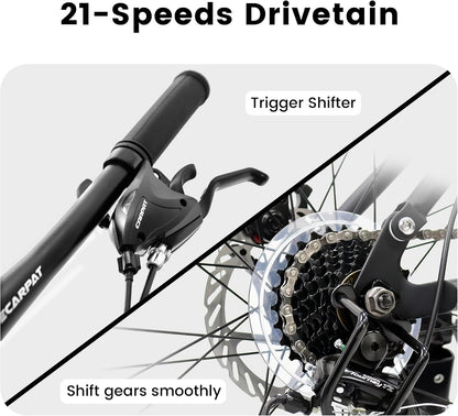 Mountain Bikes, 27.5 Inch Outdoor Cycling Bike, 21-Speed Full Suspension Front and Rear Dual Shock Absorbers, Mechanical Disc Brakes, Adlut MTB Bicycle for Women and Mens
