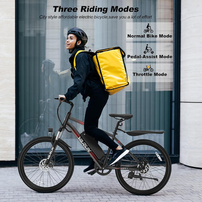 VARUN Electric Bike - Ebikes for Adults Peak 500W 20MPH Up to 40Mile Commuter Ebike with Removable Battery, 24" Electric Mountain Bike with 7-Speed Front Fork Suspension & Dual Disc Brakes