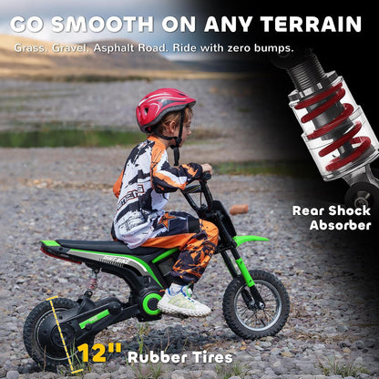Aosom Electric Dirt Bike Twist Grip Throttle 24V 350W Brake Ages 13+ Green