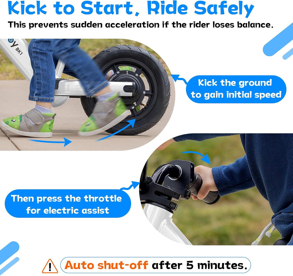 Hiboy BK1 Kids Electric Balance Bike, Ages 3-5, 12-Inch Tires, UL 2272