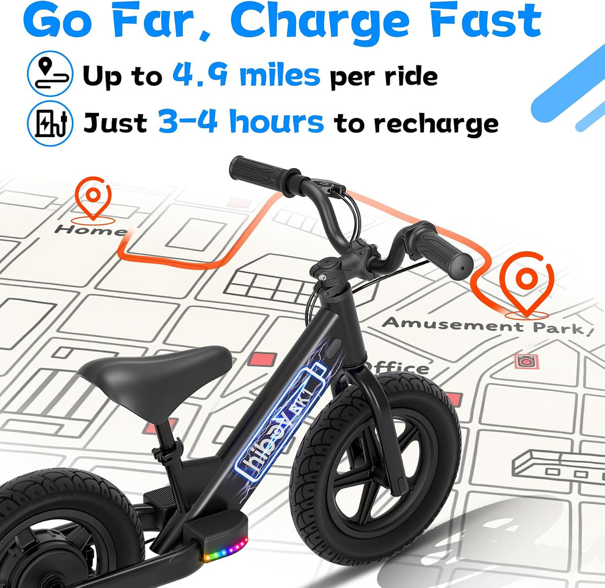 Hiboy BK1 Kids Electric Balance Bike, Ages 3-5, 12-Inch Tires, UL 2272