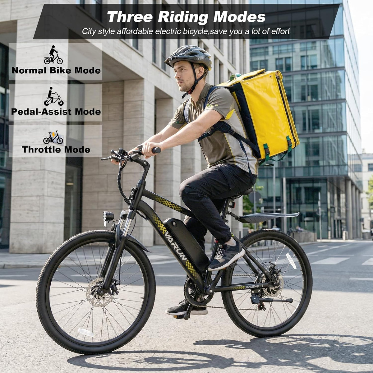 VARUN Electric Bike - Ebikes for Adults Peak 500W 20MPH Up to 40Mile Commuter Ebike with Removable Battery, 24" Electric Mountain Bike with 7-Speed Front Fork Suspension & Dual Disc Brakes