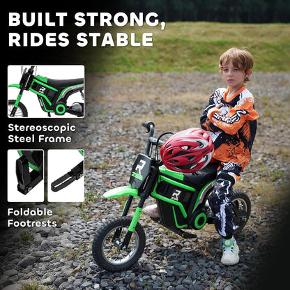 Aosom Electric Dirt Bike Twist Grip Throttle 24V 350W Brake Ages 13+ Green