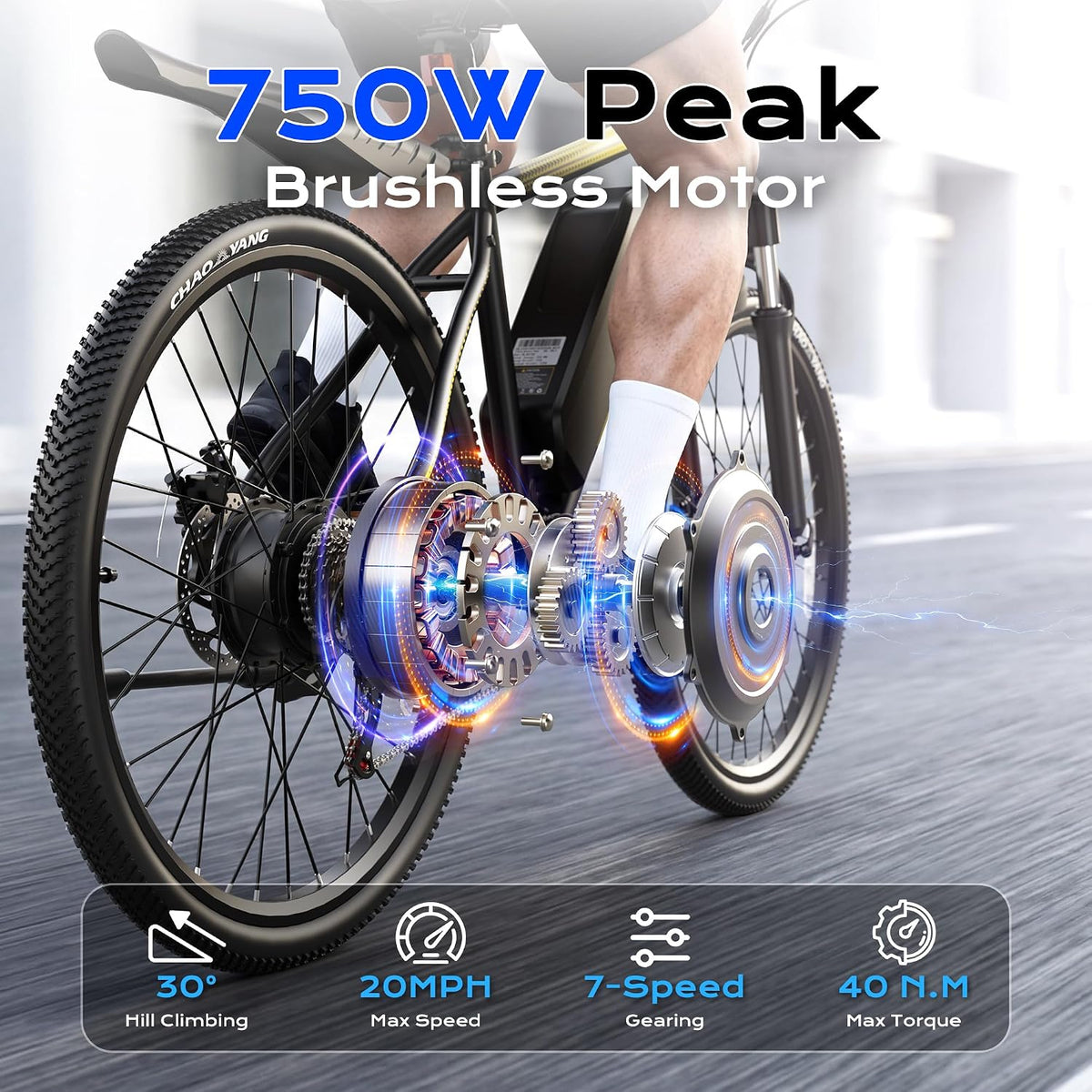 Electric Bike for Adults, 26" Mountain Ebike with 750W Motor