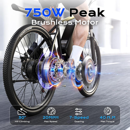 Electric Bike for Adults, 26" Mountain Ebike with 750W Motor