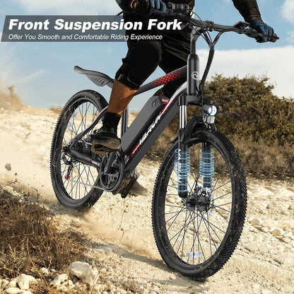 VARUN Electric Bike - Ebikes for Adults Peak 500W 20MPH Up to 40Mile Commuter Ebike with Removable Battery, 24" Electric Mountain Bike with 7-Speed Front Fork Suspension & Dual Disc Brakes