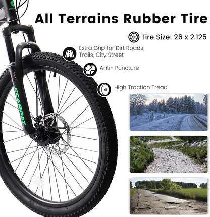 Mountain Bikes, 27.5 Inch Outdoor Cycling Bike, 21-Speed Full Suspension Front and Rear Dual Shock Absorbers, Mechanical Disc Brakes, Adlut MTB Bicycle for Women and Mens