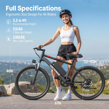 1000W Peak Electric Bike for Adults,up 45 Miles Removable Battery Ebike, 26" Electric E Bike with 3-Speed,Adult Electric Bicycles for Commute Beach Snow Womens/Man All Terrain