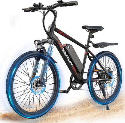 VARUN Electric Bike - Ebikes for Adults Peak 500W 20MPH Up to 40Mile Commuter Ebike with Removable Battery, 24" Electric Mountain Bike with 7-Speed Front Fork Suspension & Dual Disc Brakes